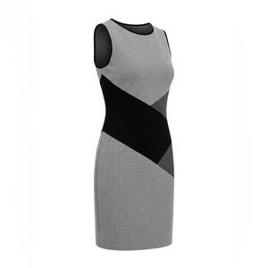 Chic Sleeveless Black and Gray Midi Dress